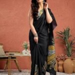 Vichitra Silk Printed Saree With Unstitched Blouse Piece
