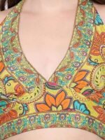 Halter Neck Wrap Top|top for Women|Backless Tops for Women|Halter Neck Tops|Adjustable wrap Waist|Boho Beach Border Print|Easily fits S-M|Bust30-36Inch|LengthUpTo 18Inch - Image 3