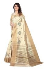 Women's Assam Cotton Silk With Golden Border Thread Embroidery Saree With Blouse Piece - Image 3