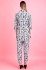 Women's Rayon Cotton Mix, Green Color Printed Stylish Night Suit Set with Elegant Design, Trendy Shirt with Pyjama 019 (COTT-019) - Image 4