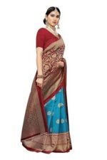 Women printed Banarsi red color saree - Image 4