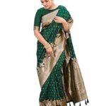 Trendy Banarasi Woven Saree with Heavy Jacquard Work, Elegant Design, Silk Saree with Maching Lace Border Unstitched Blouse Piece for Weddings & Festive Occasions