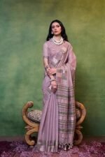 Kanjivaram Soft Cotton Linen Silk Saree With Unstitched Blouse Piece - Image 3