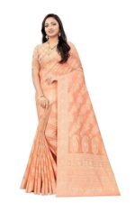 Women's Banarasi (Spun Cotton) Saree (Beige,5-6 Mtrs)-PID33905 - Image 3