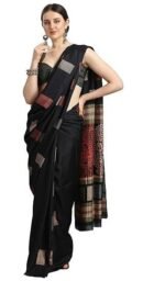 Silk Blend Printed Saree With Blouse Piece