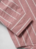 Striped Cotton Linen Shirt: Women and Girls Long Sleeves Collared Neck Button Front Cotton Linen Boyfriend Shirts - Image 2