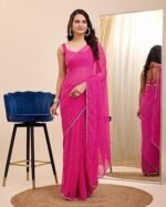 Soft Georgette Stylish Printed Ready To Wear Saree - Image 3