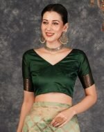 Banarasi Jacquard Soft Silk Kanjeevaram Saree with Unstitched Blouse Piece - Image 5