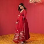 Women's Rayon Blend Anarkali Solid Kurta with Pant & Dupatta - Image 4