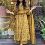 Rayon Viscose Anarkali Printed Kurta with Palazzo & Dupatta