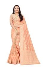 Women's Banarasi (Spun Cotton) Saree (Beige,5-6 Mtrs)-PID33905