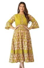 Women's Cotton Floral Printed Anarkali Maxi Dress - Image 4