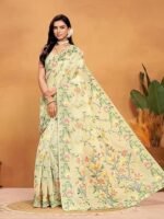 Pure Cotton Woven Saree With Blouse Piece - Image 4
