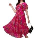Women Floral Printed Flared Sleeve Fit & Flare Maxi Dress