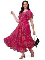 Women Floral Printed Flared Sleeve Fit & Flare Maxi Dress