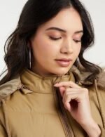 Womens Solid brown Hooded Neck Full Sleeve Jacket - Image 4