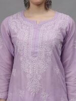 Women long kurti set | lavender color | best with white jeans - Image 2