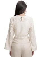 Ready To Wear Saree For Women Maroon Georgette One Minute Readymade Stitched Scalloped Border Lace With Unstitched Blouse - Image 5