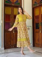 Women's Cotton Floral Printed Anarkali Maxi Dress