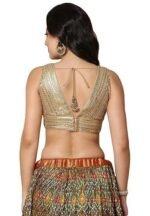 Women's Gold Net Readymade Saree Blouse-SSB4526-GOLD - Image 4