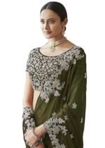 Rangoli Silk Embroidery Saree with Unstitch Blouse Piece Saree for Women - Image 5