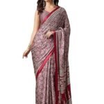 Crepe Ajrak Printed Saree With Unstitched Blouse (KAJRKH386001_RJ11_Parent)