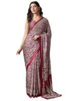 Crepe Ajrak Printed Saree With Unstitched Blouse (KAJRKH386001_RJ11_Parent)