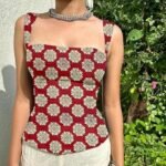 Printed Square Neck Sleeveless Backless Short Indo- Western Ethnic Kurti Top for Women's & Girl's Ethnic Top for Women's & Girl's - Image 2
