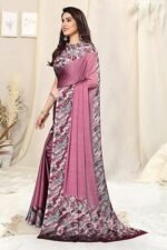 Fancy Chiffon Leaf Border Printed Solid Saree with Blouse Piece - Image 5