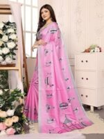 Woven Elegant Printed Art Silk Saree with Matching Blouse Material-Perfect for Festive Special Occasions, Exquisite Design and Vibrant Colors - Image 4