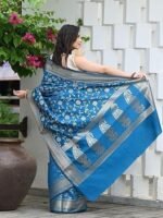 Women blue color banarasi saree - Image 3