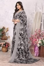 Trendy Printed Georgette Red Color Saree with Blouse Material - Image 5