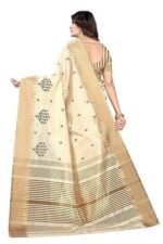 Women's Assam Cotton Silk With Golden Border Thread Embroidery Saree With Blouse Piece - Image 5
