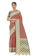 Trendy Jacquard Work Woven Saree with Unstitch Blouse Piece