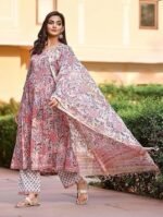 Viscose Floral Printed Kurta and Pant with Dupatta Set