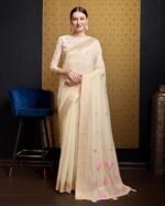 Linen Silk Saree | Saree for Women With Unstitched Blouse | Saree with Blouse Piece | Soft and Skin Friendly - Image 3