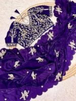 Saree For Womens And Girls Fandy silk saree with beautiful Handwork All Over and silk Stiched blouse with Handwork - Image 4