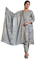 Design a New Zigzag Print with Three Layer gethering Anarkali Set for Women Ready to wear - Image 2