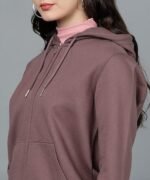Women's Solid Zipper Hooded Sweatshirt | Front Zip, Ribbed Hem, Lined Hood, Casual Winter Wear - Image 5