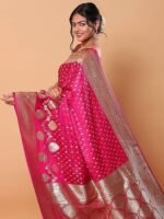 Banarasi Silk Gold Zari Saree-6.3 Mtr(Dark Pink;Golden) - Image 5