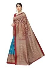 Women printed Banarsi red color saree