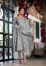 Design a New Zigzag Print with Three Layer gethering Anarkali Set for Women Ready to wear - Image 3