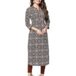 Women's Pure Cotton Straight Fit Straight Jaipuri Printed Kurti (Ready to Wear)