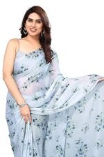 Chiffon Floral Printed Saree with Blouse Piece