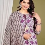 Women's Cotton Handwork Straight Kurta with Pant & Dupatta