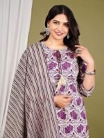 Women's Cotton Handwork Straight Kurta with Pant & Dupatta