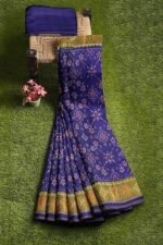 Blue Shaded Handloom Single Ikat Silk Patola Saree (GGCSIKS111) - Image 6