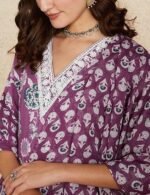 Blend Regular Cotton Rich Printed Kurta Pant Set with Dupatta - Image 5