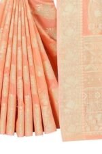 Women's Banarasi (Spun Cotton) Saree (Beige,5-6 Mtrs)-PID33905 - Image 5