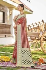 Trendy Jacquard Work Woven Saree with Unstitch Blouse Piece - Image 4